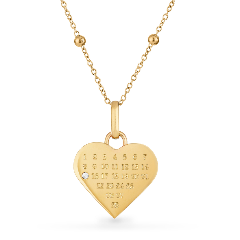 Custom Heart Calendar Necklace (Gold)