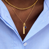 Custom Stamped Bar Pendant Necklace (Gold)