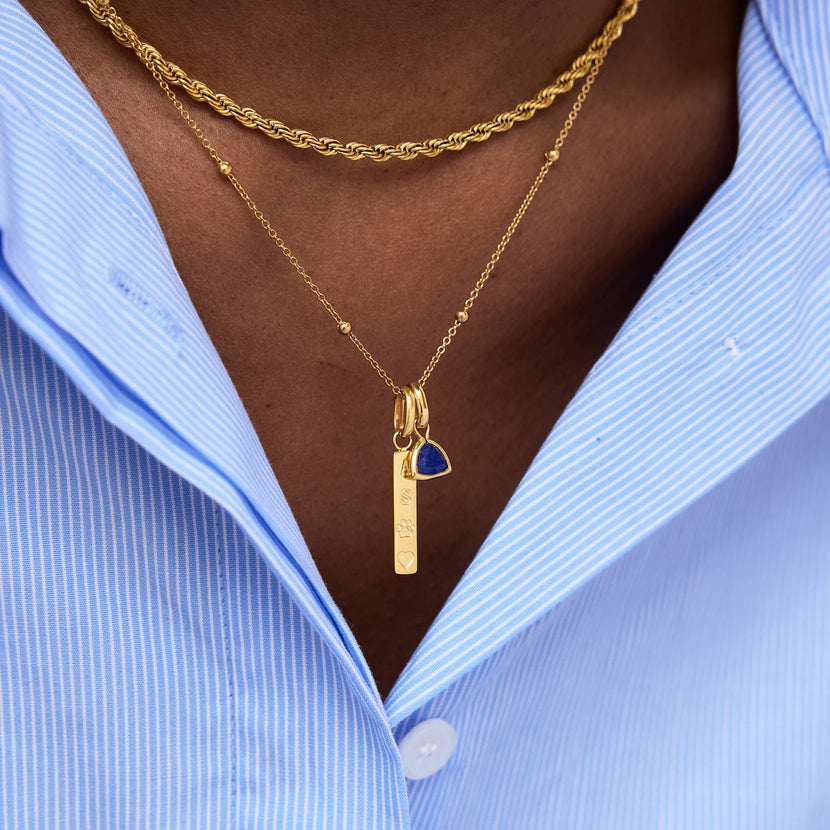 Custom Stamped Bar Pendant Necklace (Gold)
