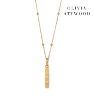 Custom Stamped Bar Pendant Necklace (Gold)