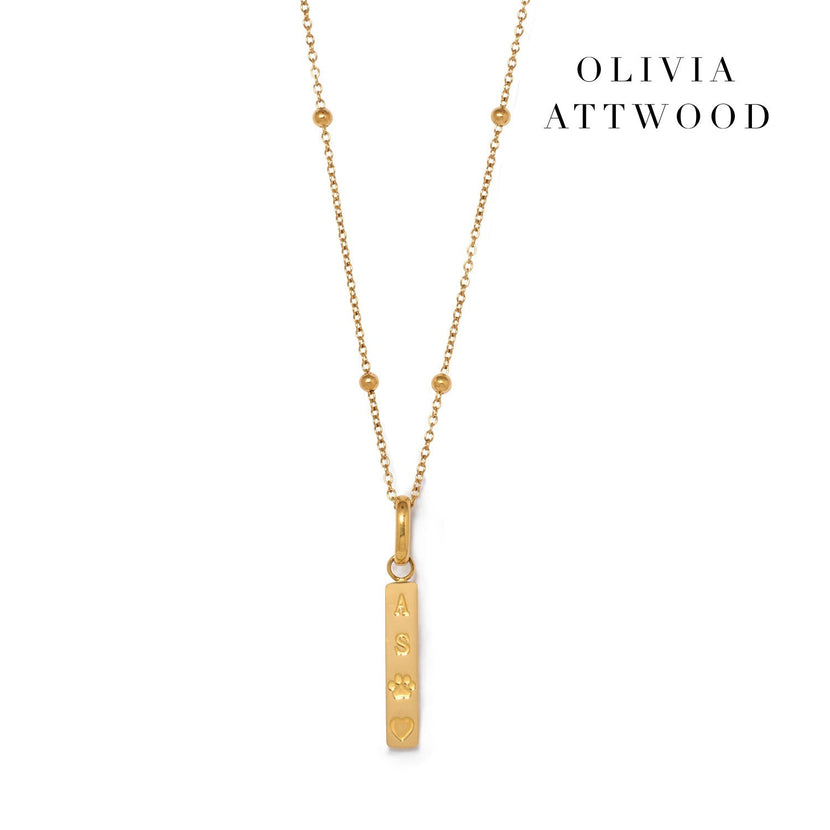 Custom Stamped Bar Pendant Necklace (Gold)
