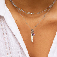 Custom Stamped Bar Pendant Necklace (Silver)