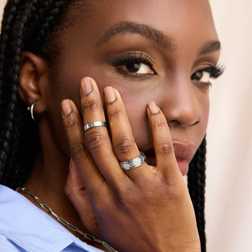 Custom Stamped Name Ring (Silver)