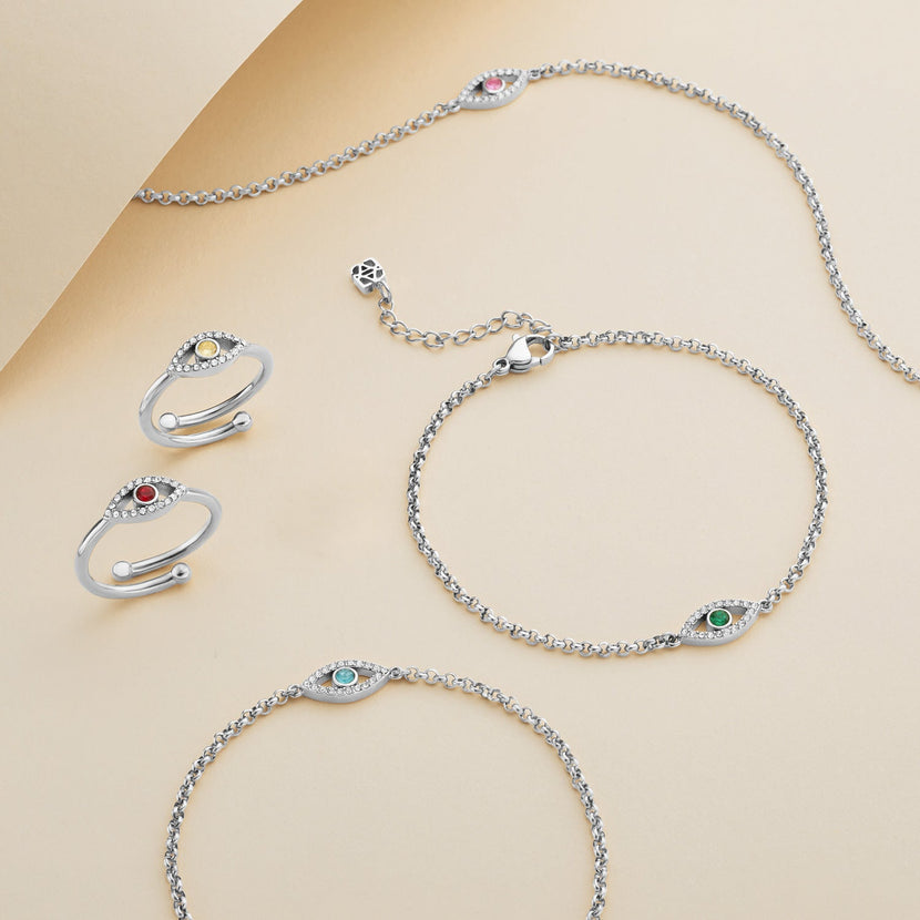 Custom Evil Eye Pendant Necklace (Silver)