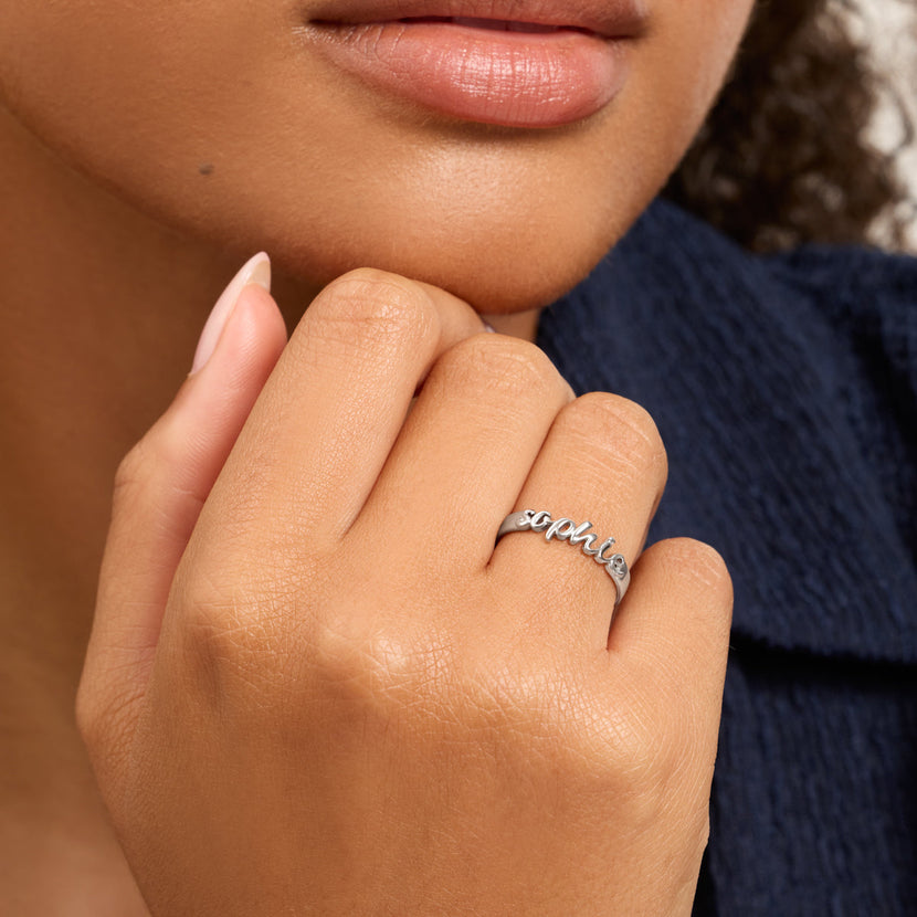 Script Name Ring (Silver)