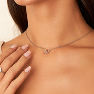 Mini Double Initial Necklace (Silver)