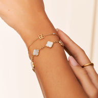 Mini Double Initial Bracelet (Gold)