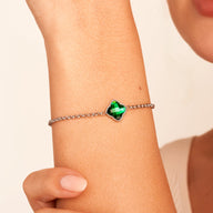 Faceted Birthstone Clover Bracelet (Silver)
