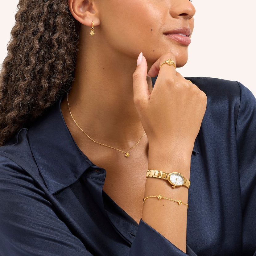 Fine Mini Fluted Clover Huggie Earrings (Gold)