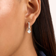 Fine Mini Pearl Clover Huggie Earrings (Silver)