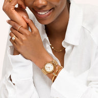 Sports Luxe Watch & Knot Bangle Set (Gold)