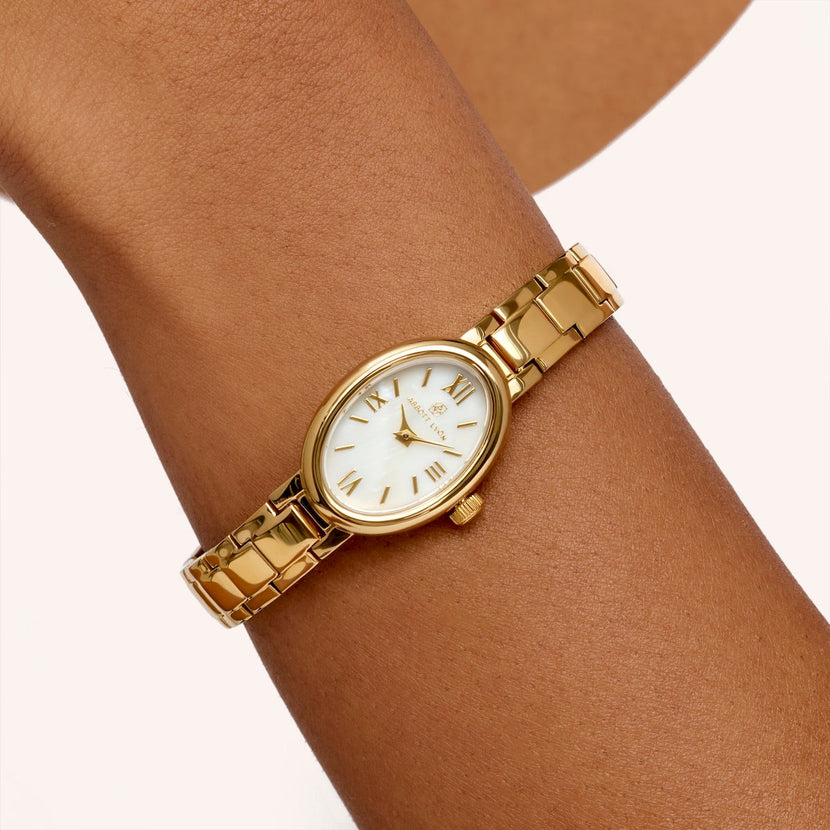 Oval & Pearl Watch Set (Gold)