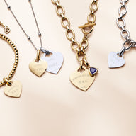 Mini Heart Token Necklace (Gold) (Birthstone Copy)