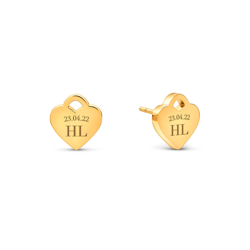 Heart Token Stud Earring (Gold)