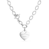 Heart Token Oval Necklace (Silver) - Old