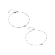 Initial & Pearl Bracelet Set (Silver)