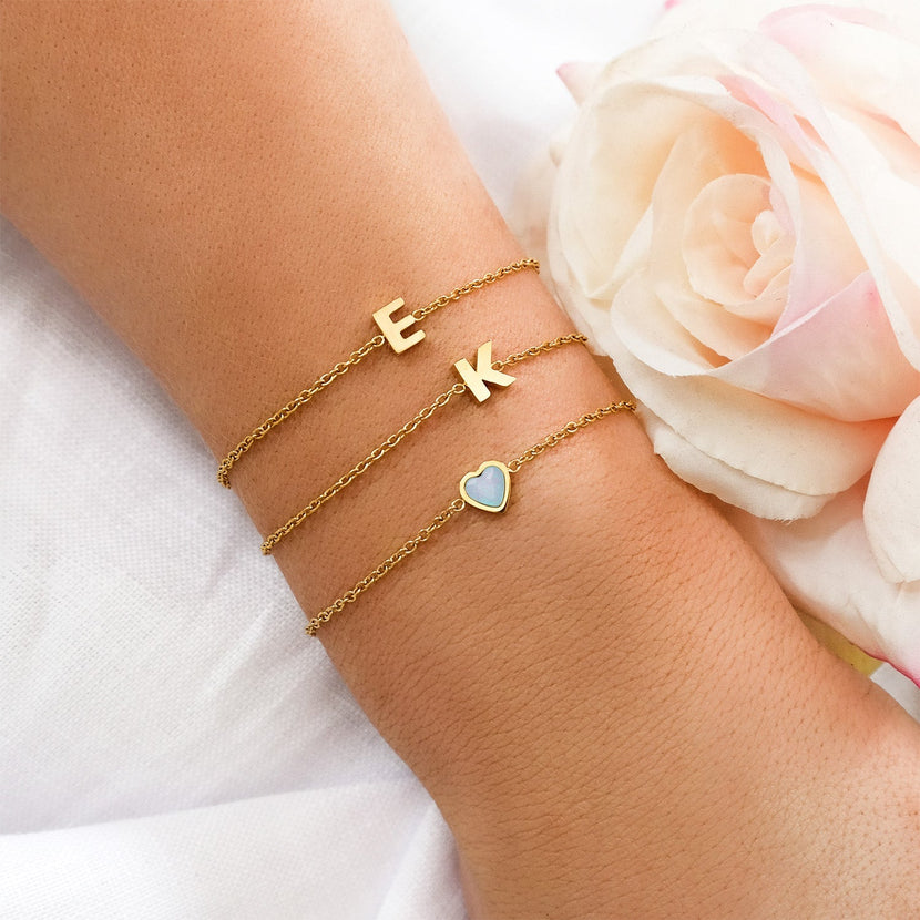 Blue Heart Bracelet (Gold)