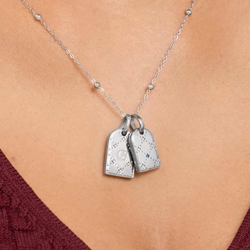 Double Monogram Necklace (Silver)