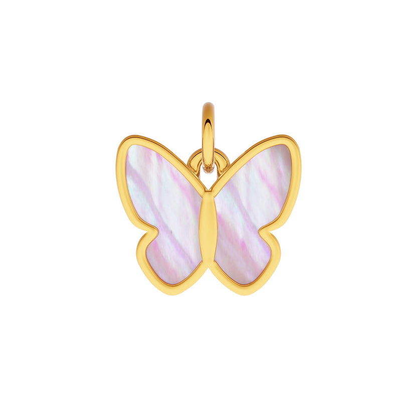 Made Mine Fine Charm - Pink Mother of Pearl Butterfly (Gold)