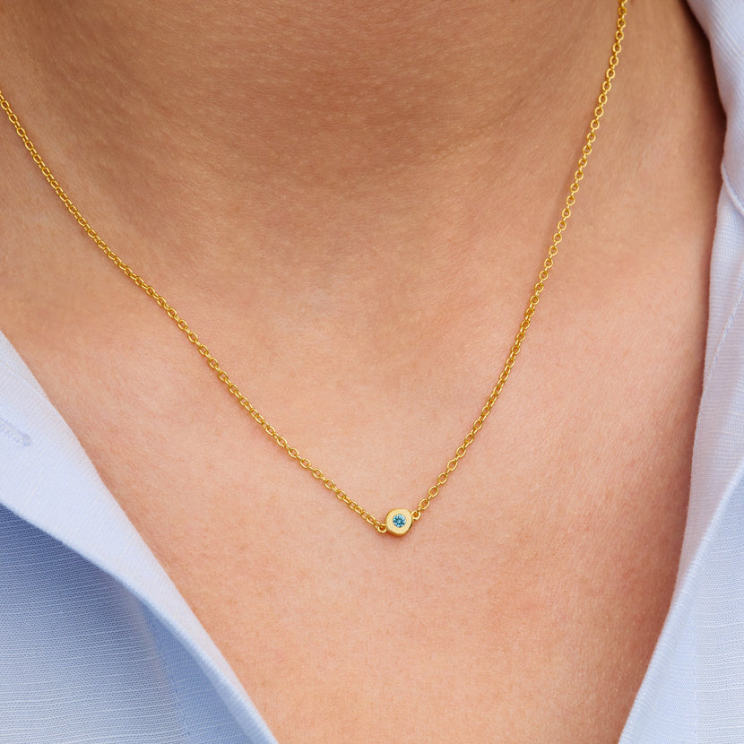 Fine Molten Birthstone Necklace (Gold)