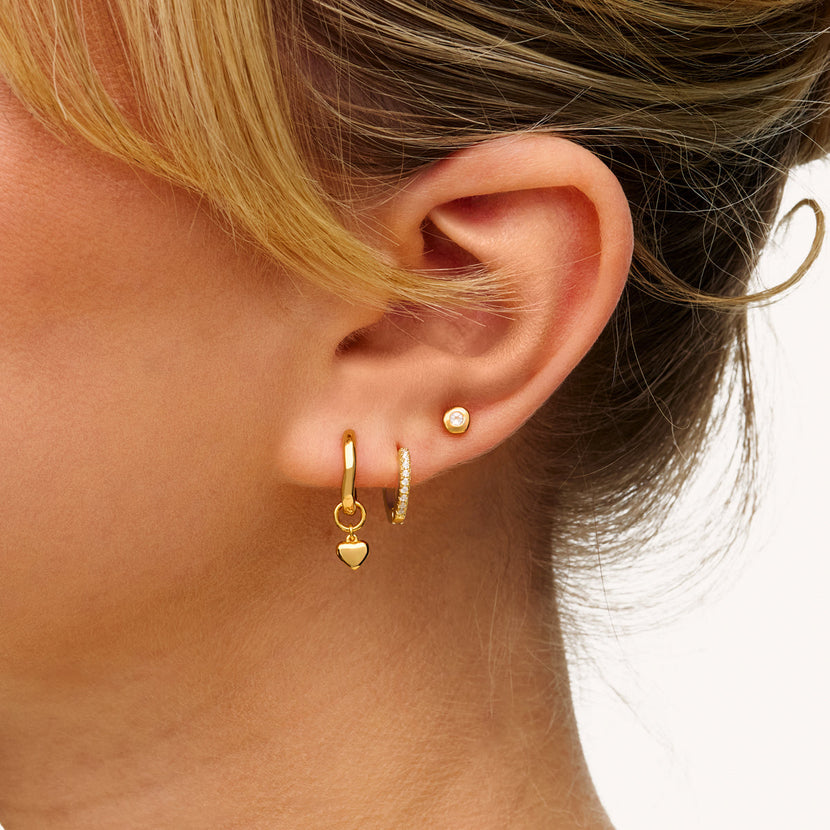 Fine Molten Heart & White Topaz Earring Bundle (Gold)