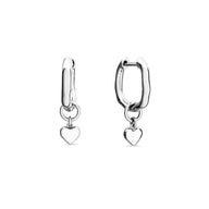 Fine Molten Heart Huggie Earrings (Silver)
