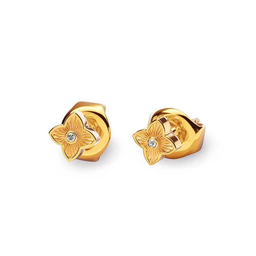 Fine Flower Stud Earrings (Gold)