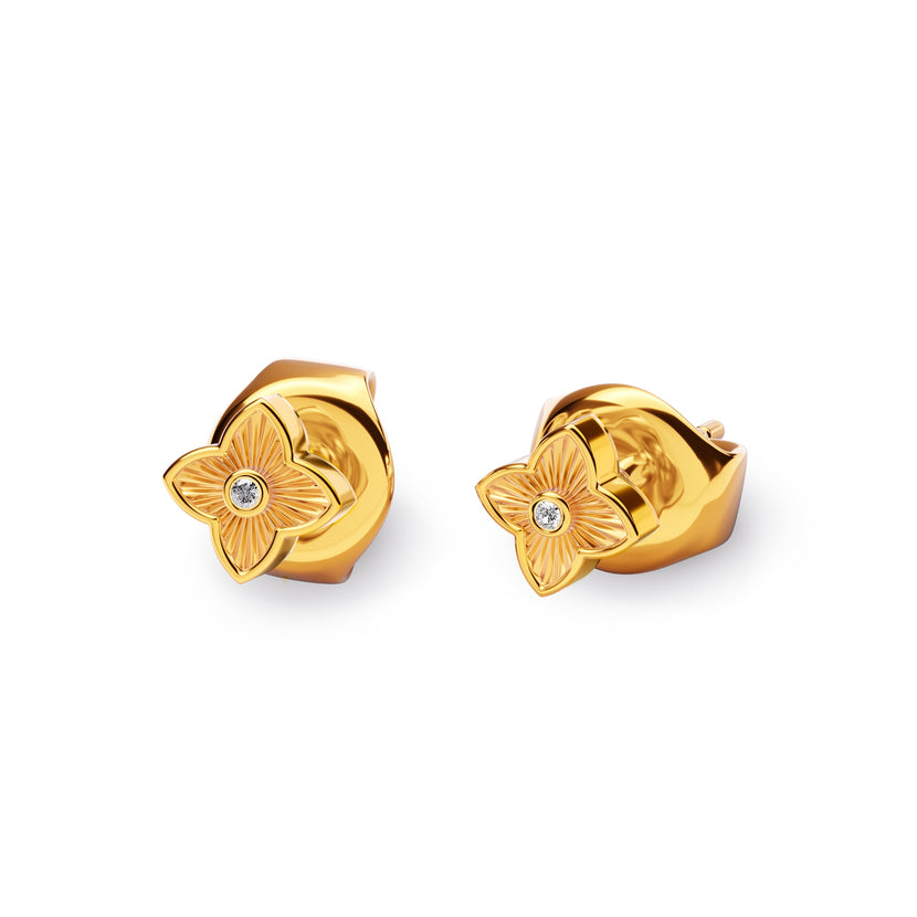 Fine Flower Stud Earrings (Gold)
