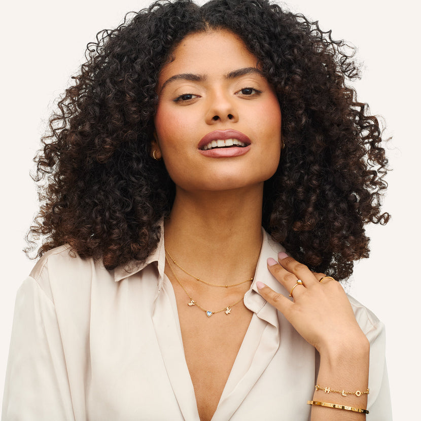 Made Mine Initials & Birthstone Necklace (Gold)