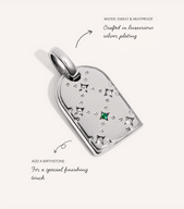 Mini Monogram Birthstone Tag Necklace (Silver)