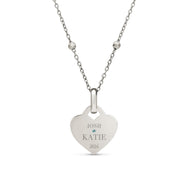 Blue Crystal Heart Token Necklace (Silver)