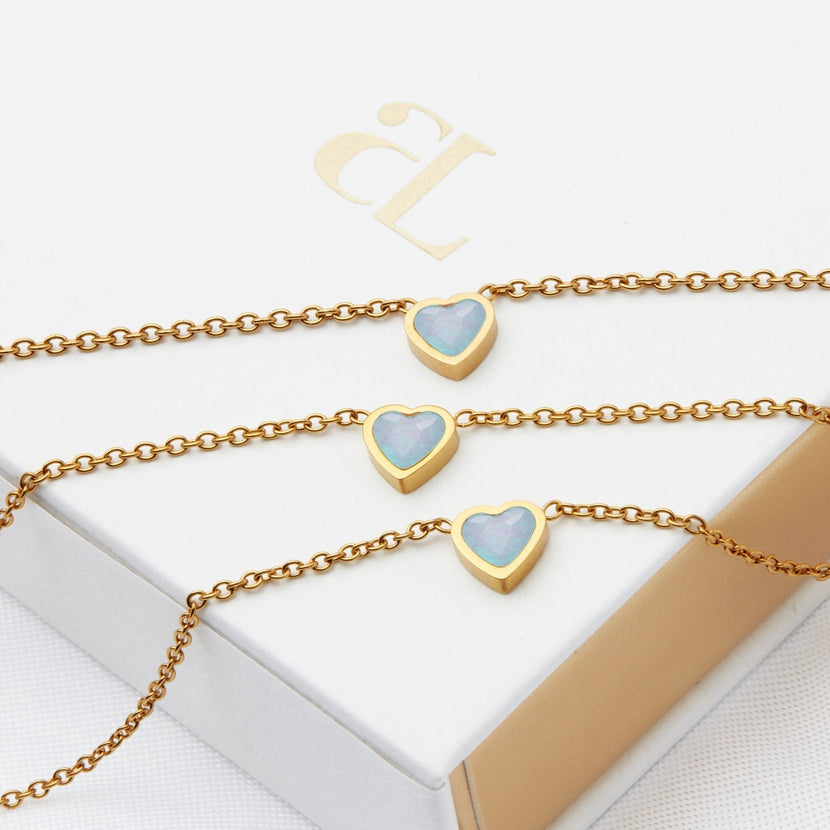 Blue Heart Bracelet (Gold)