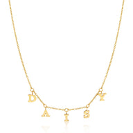 Mini Hanging Letter Name Necklace (Gold)