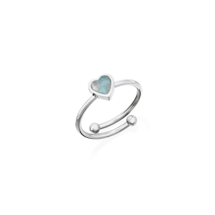 Blue Heart Ring (Silver)