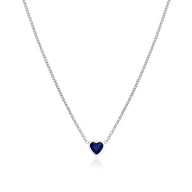 Mini Heart Birthstone Necklace (Silver)