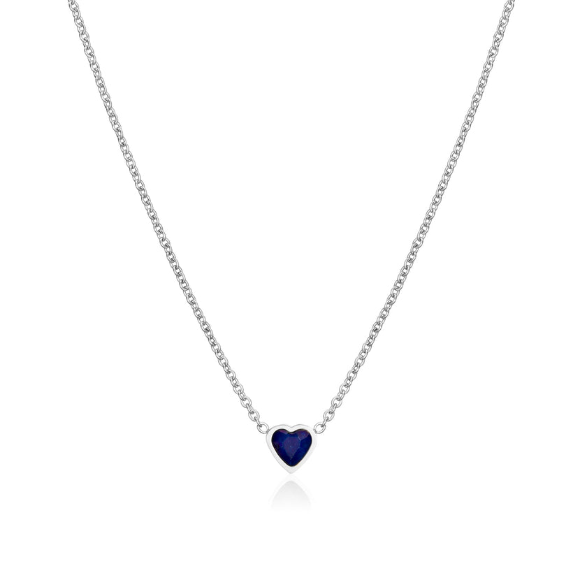 Mini Heart Birthstone Necklace (Silver)