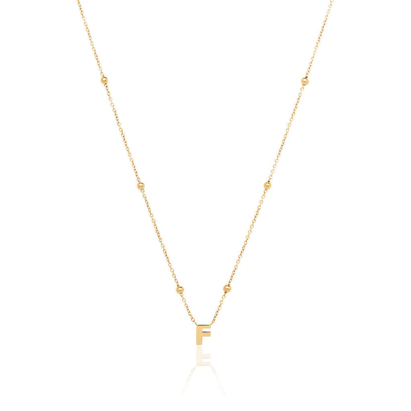 Mini Letter Sphere Chain Necklace (Gold)