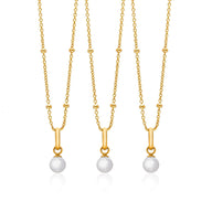 Mini Pearl Necklace Bridesmaids Gift Set (Gold)