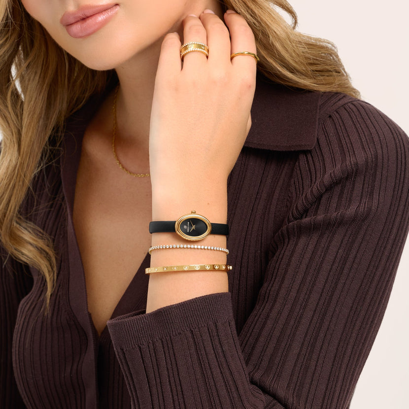 Monroe Black Leather Watch