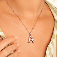 Molten Initial Sphere Necklace (Silver)