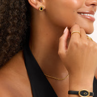 Black Onyx Molten Stud Earrings (Gold)