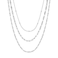 Multi-Chain Layered Necklace Set (Silver)