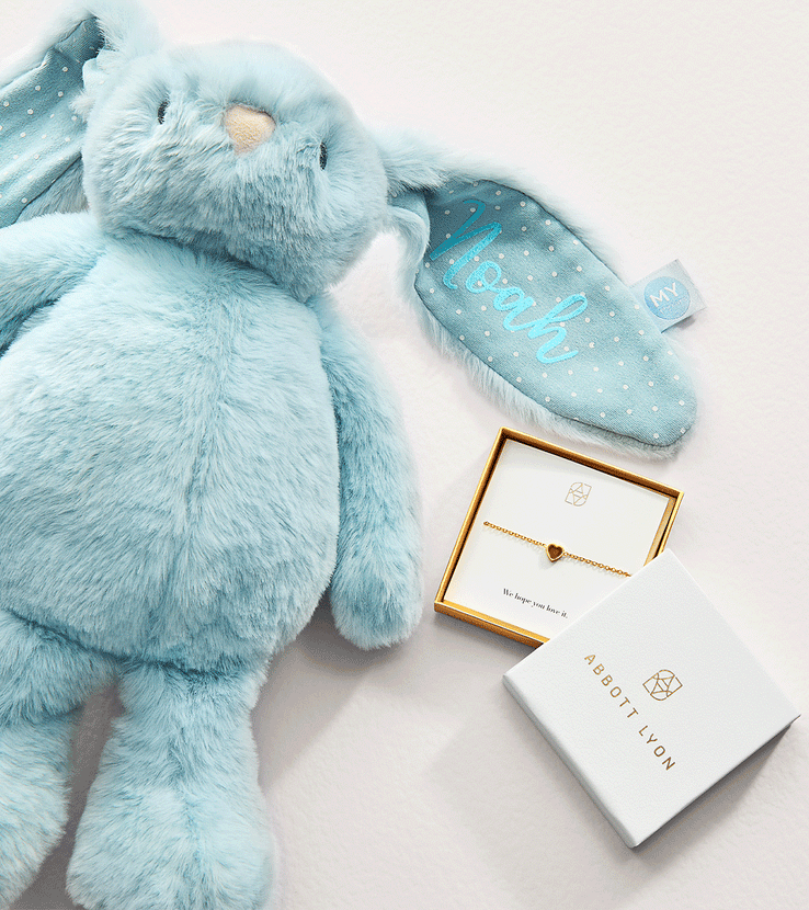 New Baby & Mum Gift Set - Mini Heart Birthstone Bracelet (Gold)