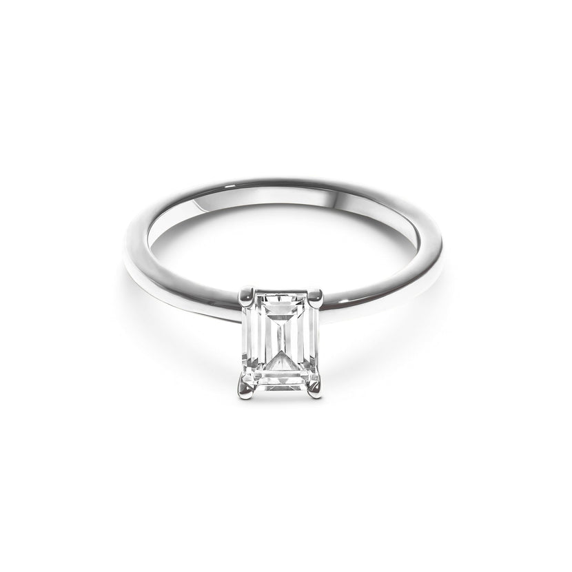 Emerald Cut Solitaire Ring 1ct (Silver)