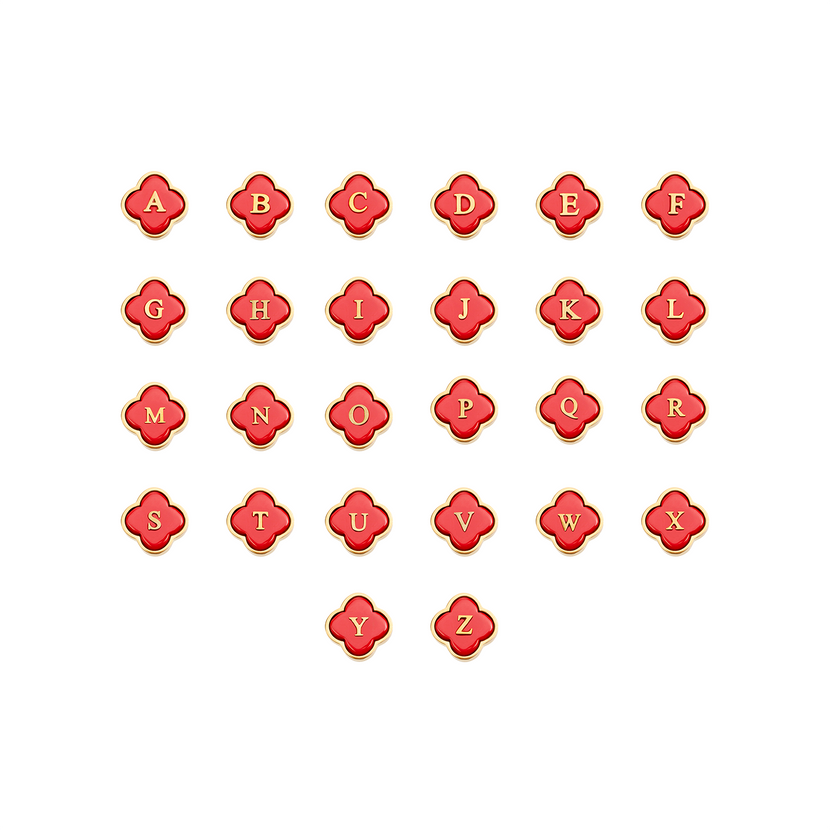 Red Clover Charms (Gold) - Initials