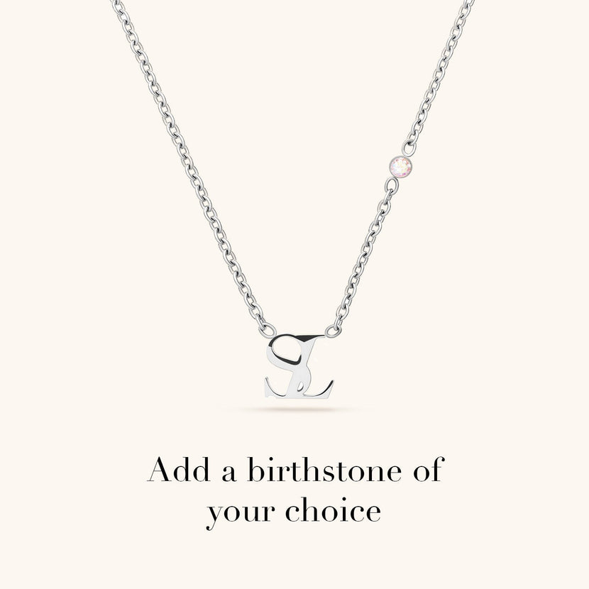 Mini Double Initial Necklace (Silver)