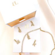 Bubble Initial Tennis Necklace (Gold)