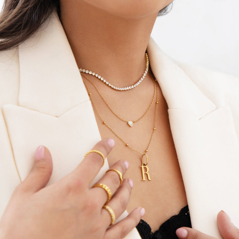 Mini Heart Birthstone Necklace (Gold)