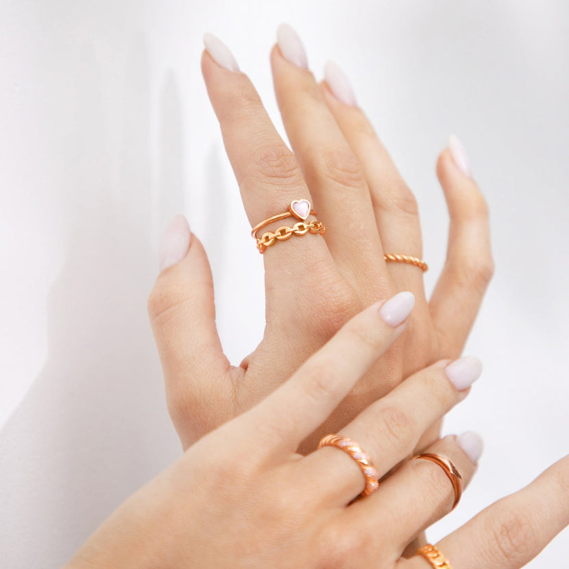 Mini Heart Birthstone Ring (Rose Gold)