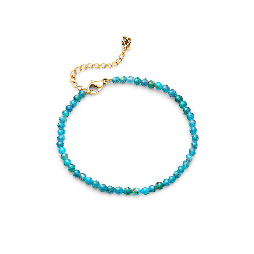Blue Apatite Beaded Bracelet (Gold)